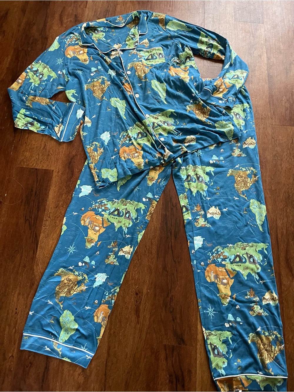 BedHead Pajamas x Apollo Jets Pajama Set World Map 2XL Tall Rare Limited Ed